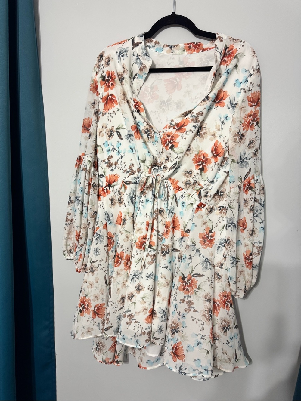 Floral Mini Dress with Orange Blooms